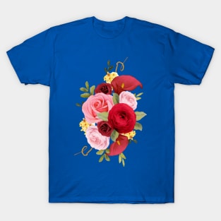 Red Roses lily hand drawn T-Shirt